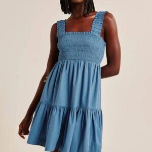 ABERCROMBIE BlLUE SMOCKED MINI DRESS
